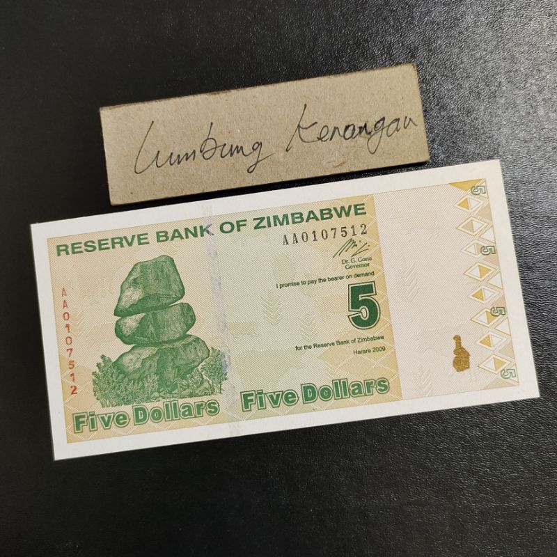 UA2LK uang asing Zimbabwe 5 Dollars