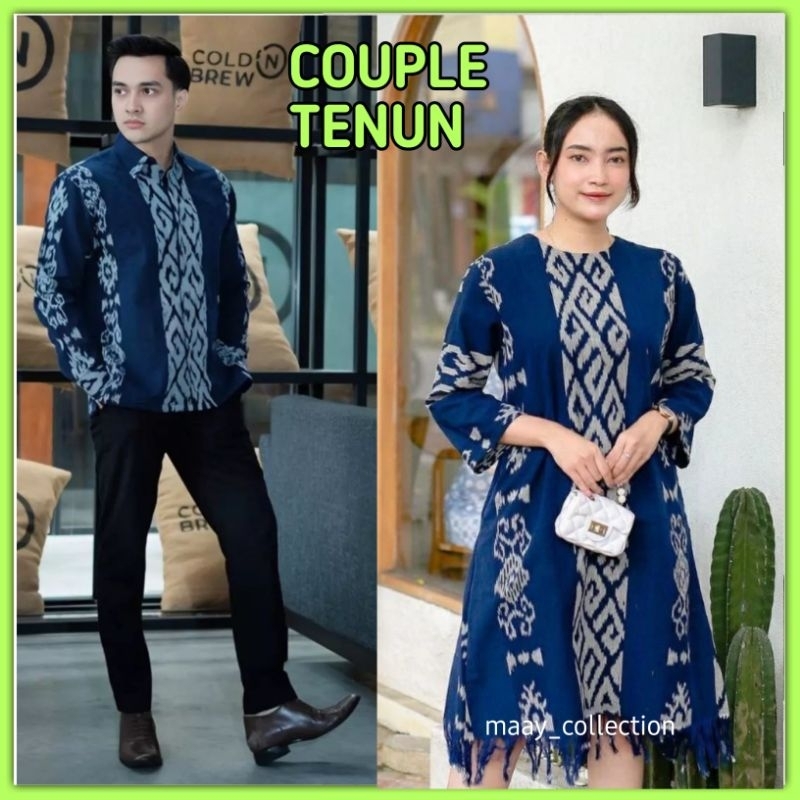 Baju set couple tenun etnik jepara terbaru tunik tenun dan kemeja tenun dijual terpisah