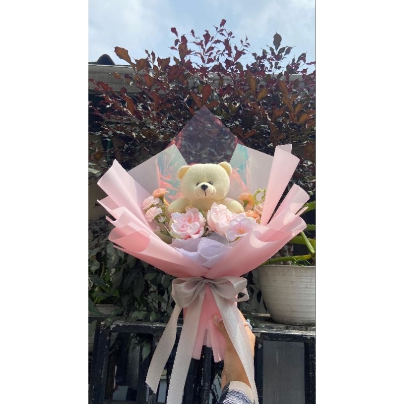 buket boneka buket bunga palsu hadiah ulang tahun hadiah pacar kado ulang tahun kado aniv