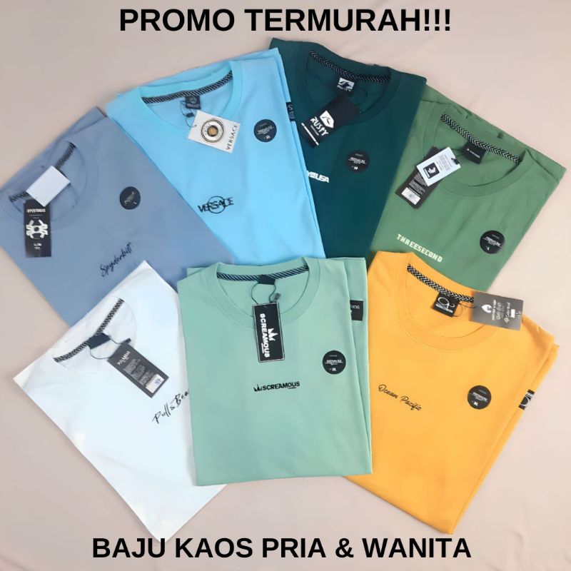 PROMO Paket 3 Pcs 100 Kaos Distro Mix Brand Pria dan Wanita/Kaos Distro Polos/Kaos Distro Terlaris/A