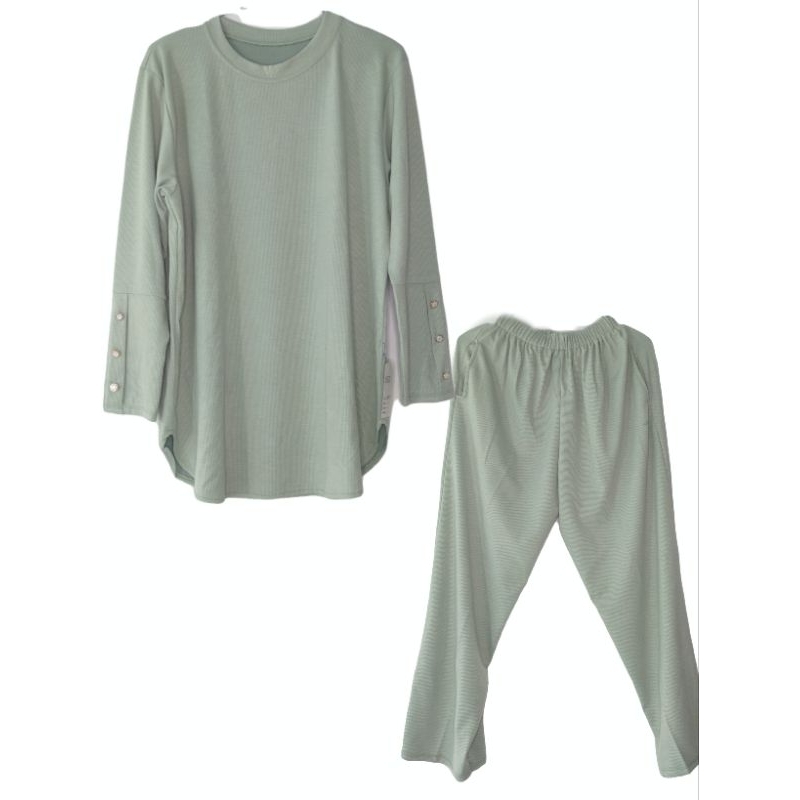 Setelan kaos Wanita Viral Kaos Rib set