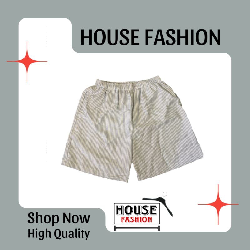 Celana Pendek Pria-Wanita Motif Garis Hitam