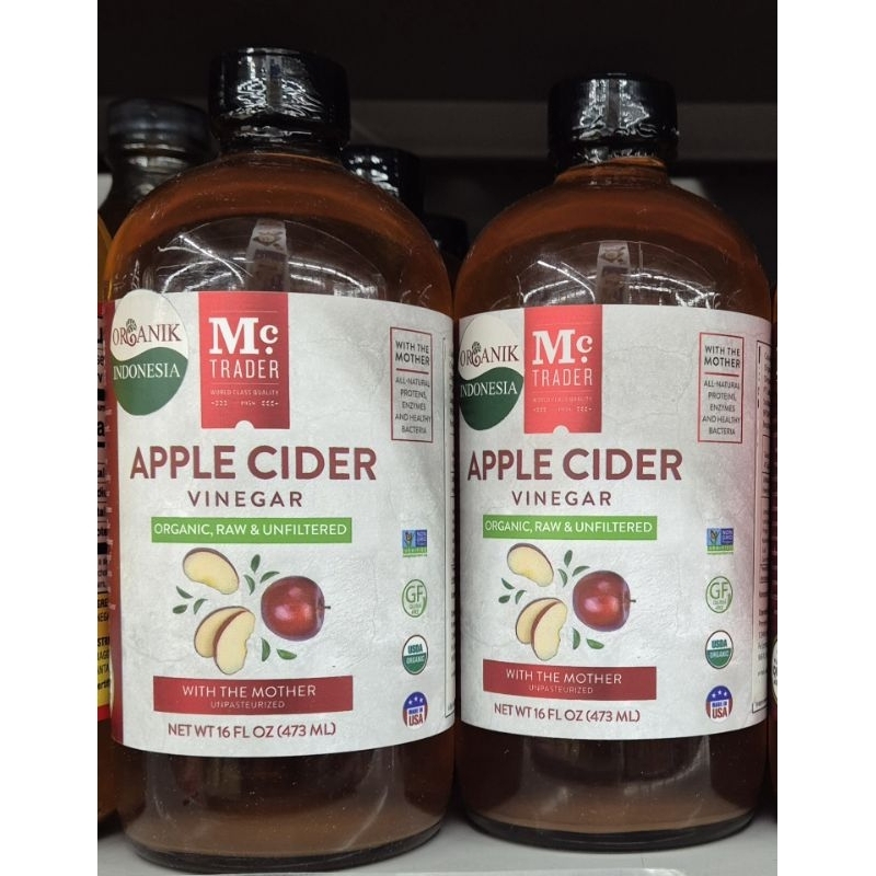 

MC TRADER Apple Cider Vinegar Organic, Raw & Unfiltered Cuka Apel Organic 473ml - HK