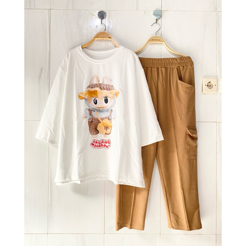 setelan labubu setelan celana wanita kaos import setcel kaos import setelan wanita