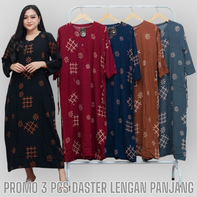 DASTER WANITA Lengan Panjang Kekinian Terbaru Murah Rayon LD 110 Promo 3 Pcs Daster Daster wanita Da