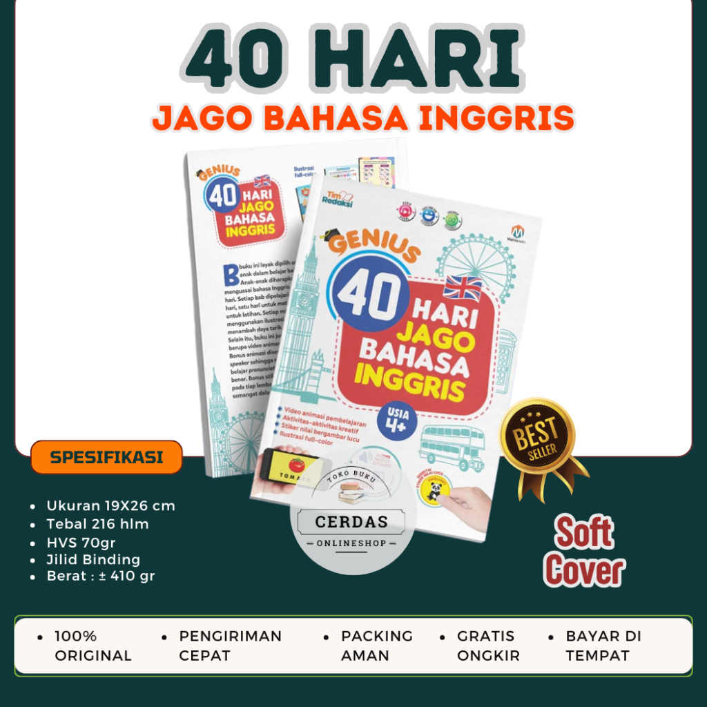 Sy Ziyadbooks Buku Genius 40 Hari Jago Bahasa Inggris English for Kids Little Star 15 RPUL RPAL
