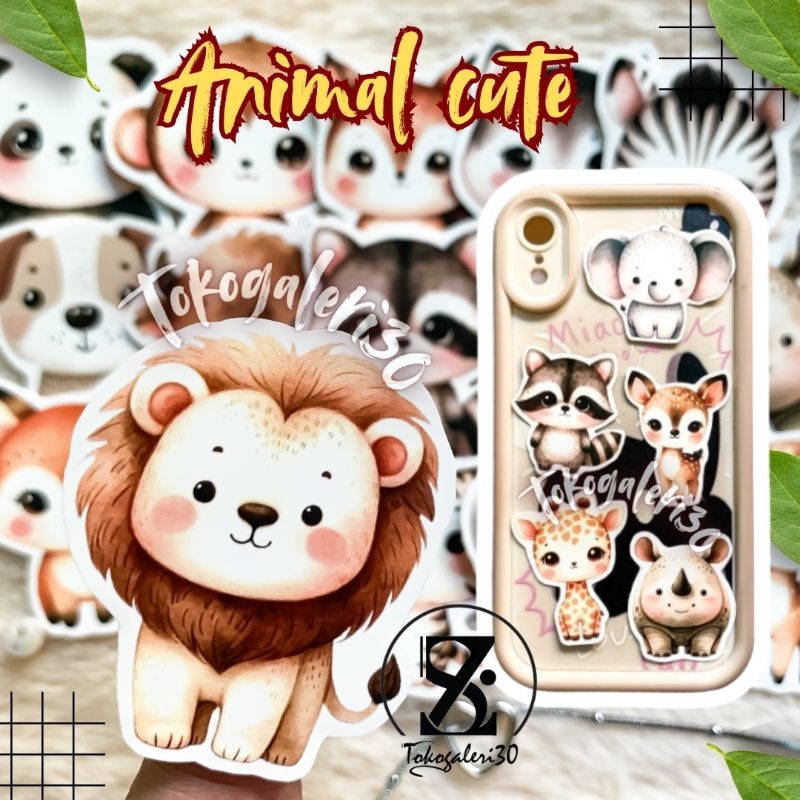

16 PCS Stiker Animal Sticker Hewan Darat Stiker Anti Air Perekat Waterproof Aksesoris Laptop Buku Tumbrl