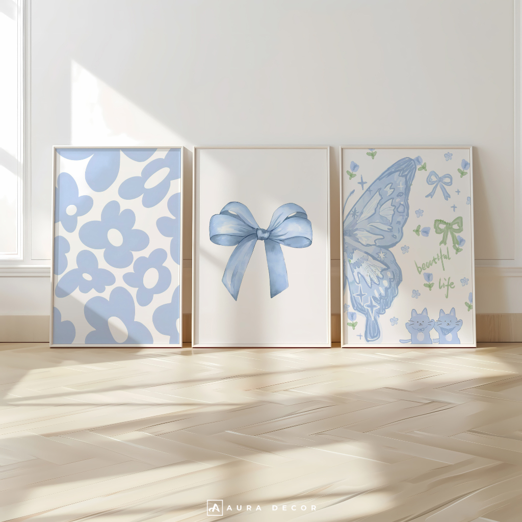 Hiasan Dinding Aesthetic Baby Blue Pastel | Hiasan Dinding Dekorasi Kamar Cewek Lucu Kawaii | Hiasan