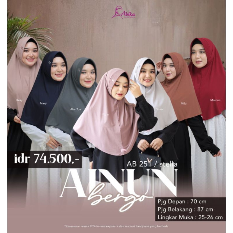 HB READY GD UPDATE - BERGO AINUN BY ABIKA | AB 251 | ABIKA 2024 | HIJAB BERGO | ABIKA ORIGINAL | HAN