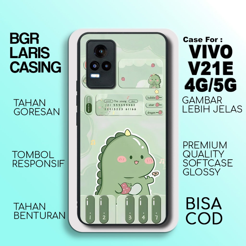 Case Vivo V21E 4G Terbaru Dino Cute Casing Vivo V21E 5G Termurah Hardcase Softcase Glossy Terlaris