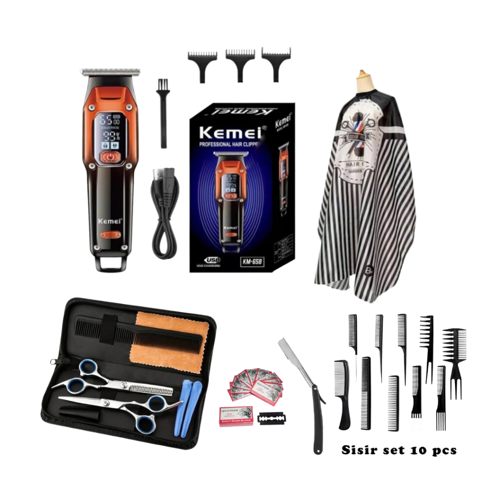 Paket Alat Cukur Rambut KM 658 Kemei hair trimmer Cukur kumis jenggot KM-658 KEMEI 658