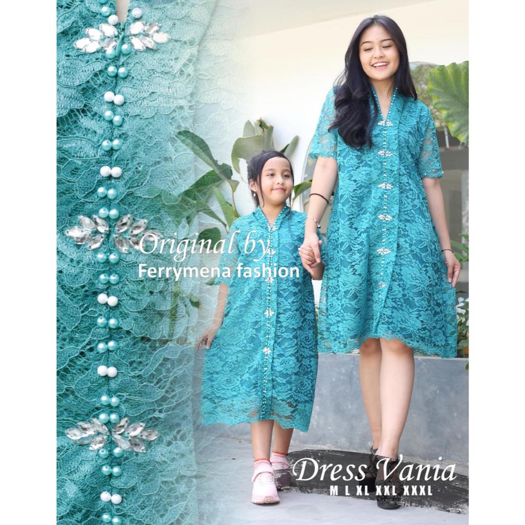 Diskon Dres Couple Ibu Dan Anak Perempuan Brukat / Dres Kondangan Couple / Dres Vania Brukat Payet