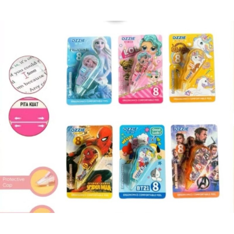 

Correction Tipe X Tape Kertas mini Roll Size 8 pita Ozzies OZ - 349