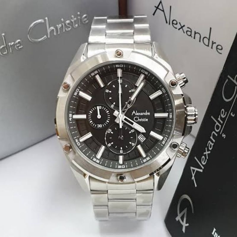 Alexandre Christie 6524 Silver black rantai original