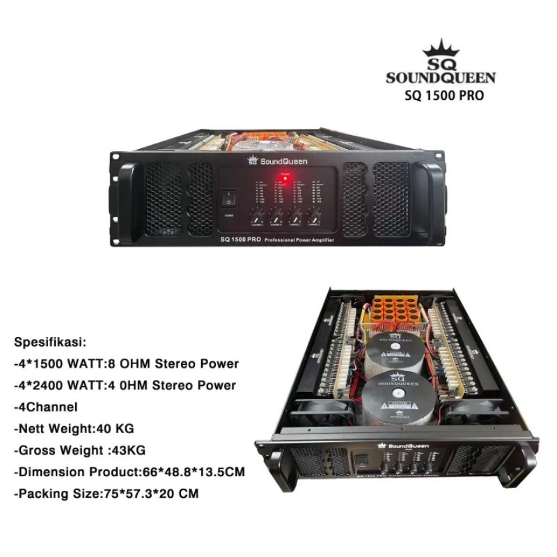 power amplifier SOUNDQUEEN SQ1500pro/ SQ 1500 pro 4x1500watt