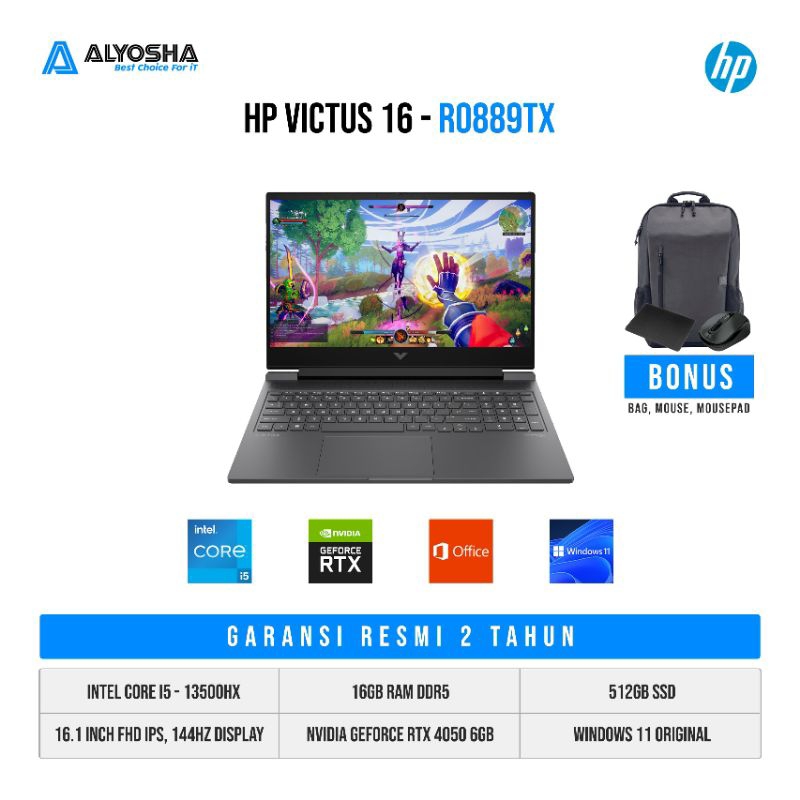 HP Victus Gaming 16 r0889tx RTX4050 I5 13500H 16GB 512GB 16" 144hz , WINDOWS 11 HOME OHS 2021HP Vict