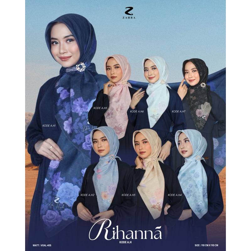 Zahra Hijab - Rihanna Series (Segi Empat Motif) Hijab Seragam