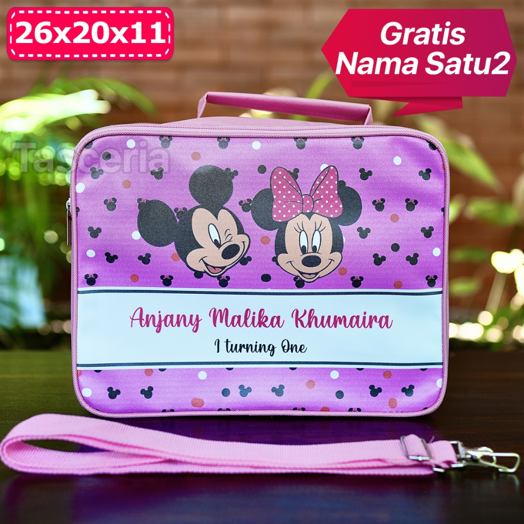 Tas Snack Ultah Anak Bahan Polyster Minnie / Tas Hampers Ulang Tahun Anak Mewah / Tas Hampers Ultah 