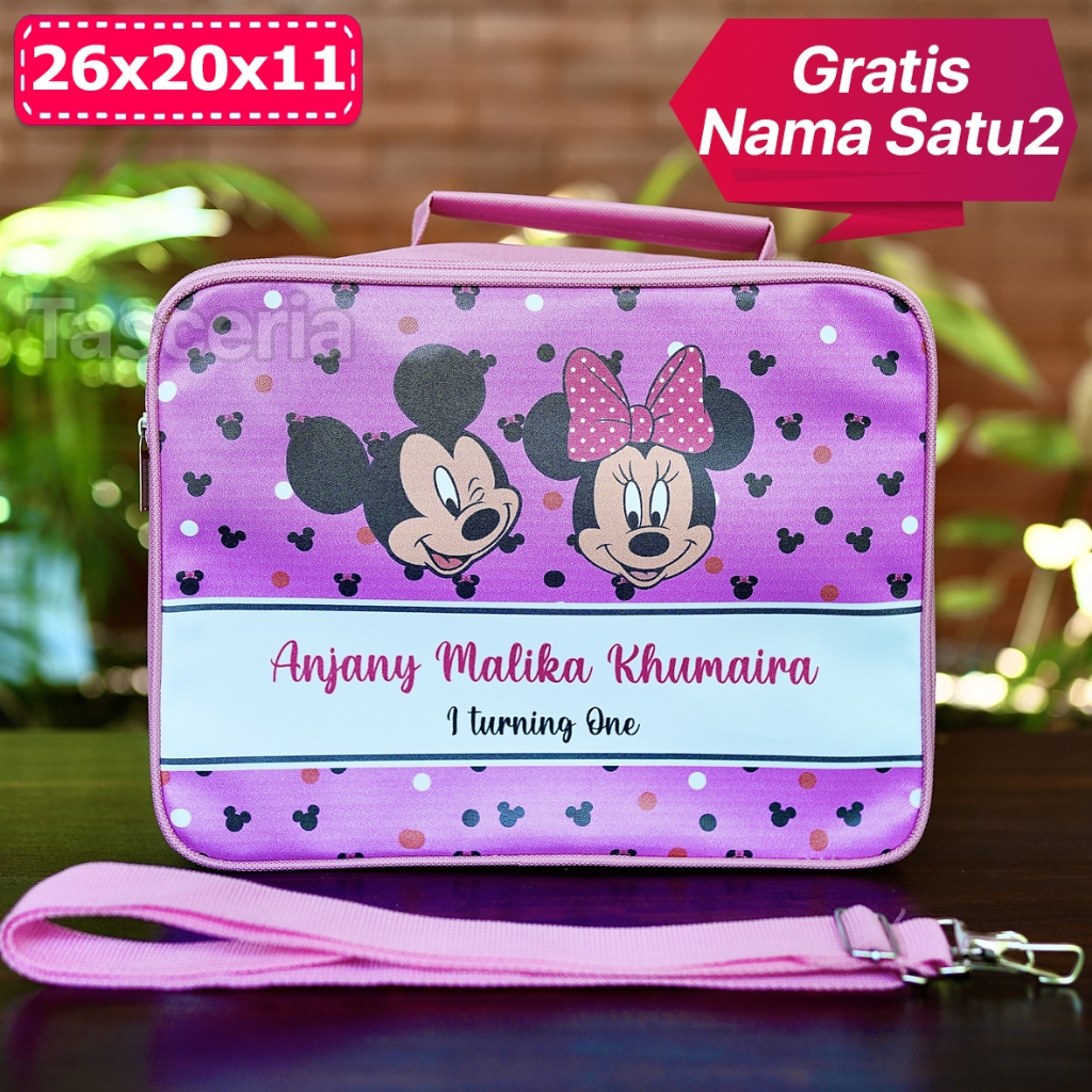 

Tas Snack Ultah Anak Bahan Polyster Minnie / Tas Hampers Ulang Tahun Anak Mewah / Tas Hampers Ultah Anak Mewh Bahan Tebal