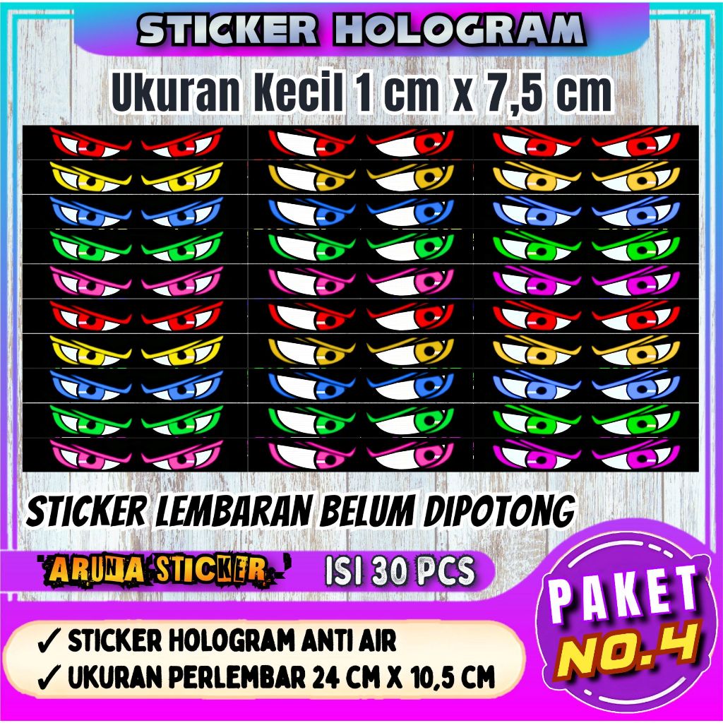 

30 PC STIKER STROBO MATA MINIATUR BUS Bahan Hologram Anti Air