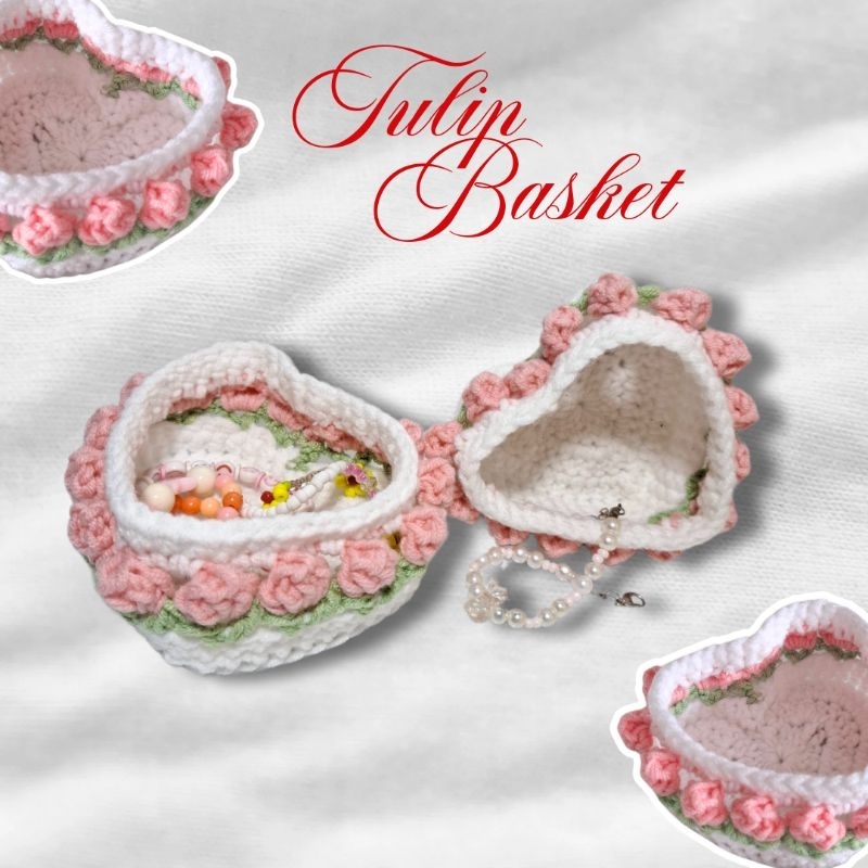 

BYSHOPFIYA - Tulip Heart Basket Jewelry Box Crochet / Rajut