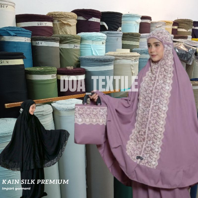 kain silk premium - kain silk sutra - kain silk mukena - kain mukena traveling - kain Despo premium