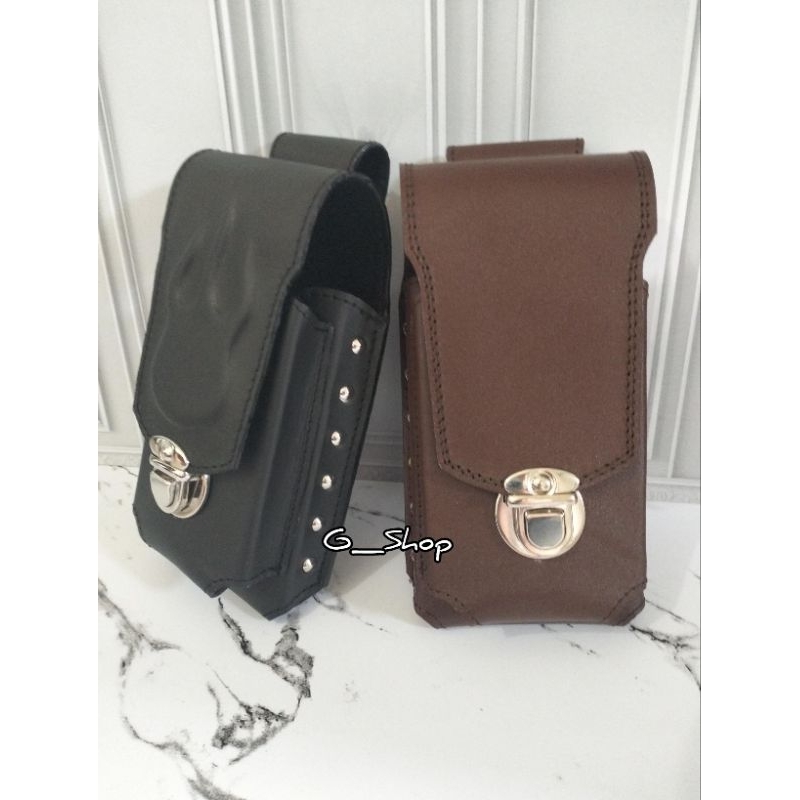 Dompet Sarung Pinggang HP Double Sarung HP Kulit Asli 100%