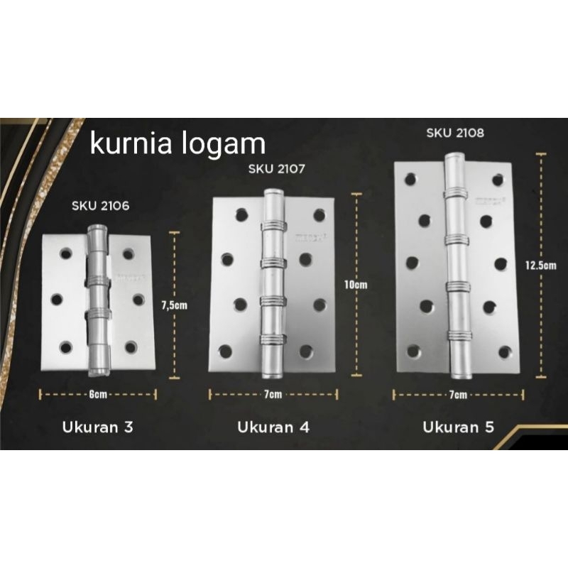 Engsel Pintu Rumah / Engsel Jendela Rumah / Engsel Pintu Kayu / Engsel Jendela Kayu Ukuran 3 inch 4 