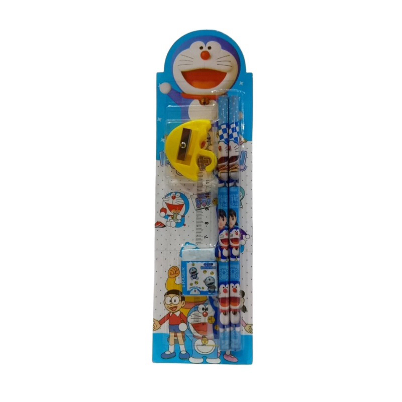 

Stationery Set 5 in 1 Alat Tulis Anak Sekolah Penghapus penggaris Pensil Serutan Karakter Lucu