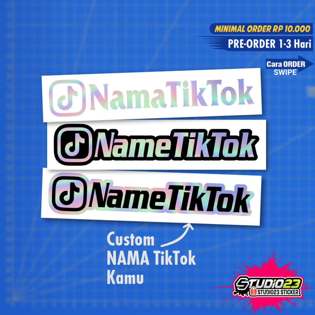 

Stiker nama TikTok Custom Cutting Hologram