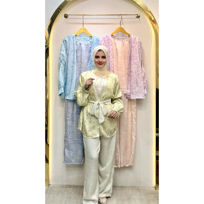Setelan One Set / One Set Silk Premium / One Set Murah / One Set Muslimah / Baju Setelan One Set Leb
