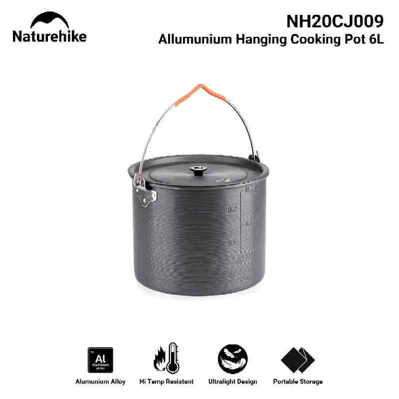 PANCI COOKING POT NATUREHIKE 6L NH20CJ009 PANCI ANTI LENGKET ALAT MASAK OUTDOOR PENDAKI GUNUNG CAMPI