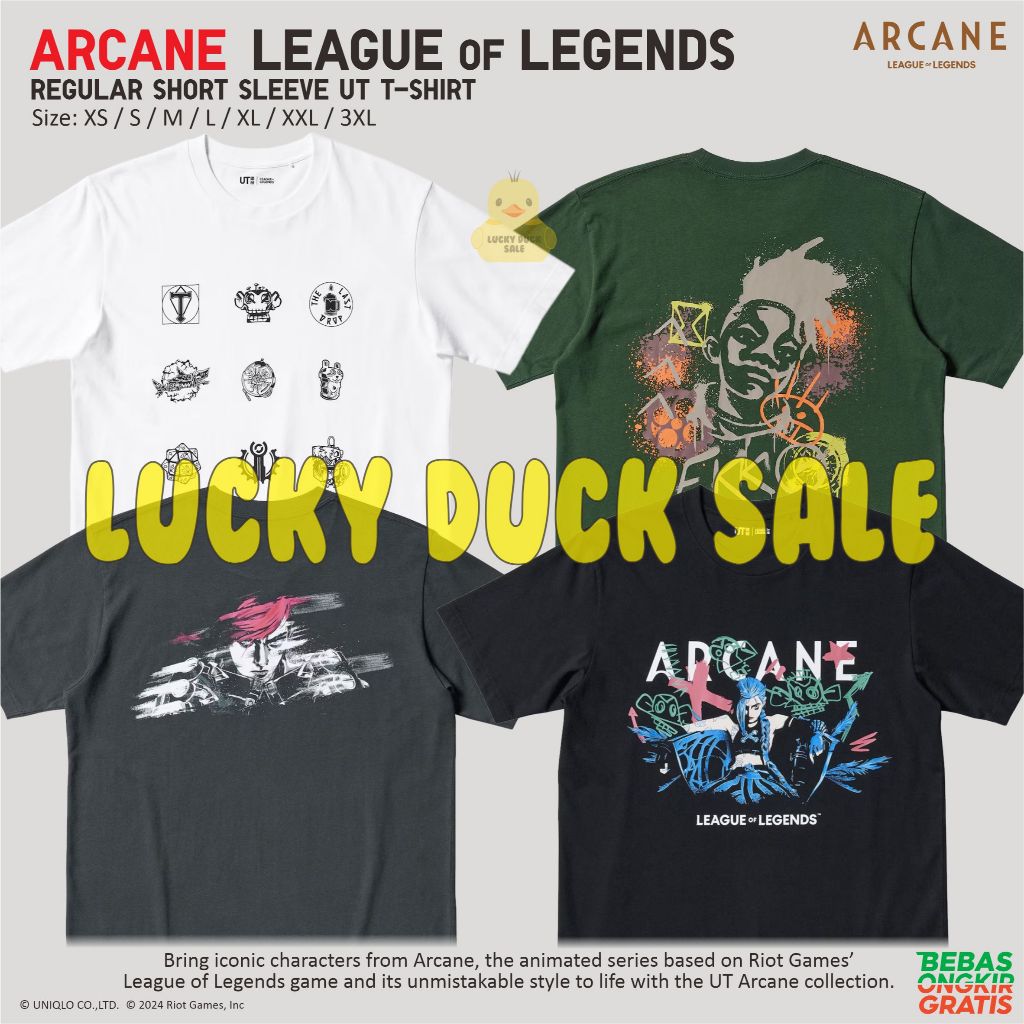 Arcane League of Legends UT Shirt Regular Kaos UNIQLO Ekko Violet Jinx Powder