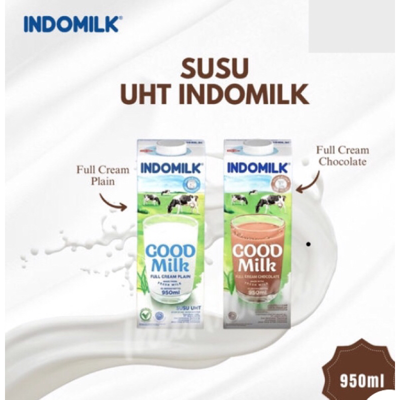 

Susu Indomilk food milk susu cair UHT full cream plain | Full cream chocolate