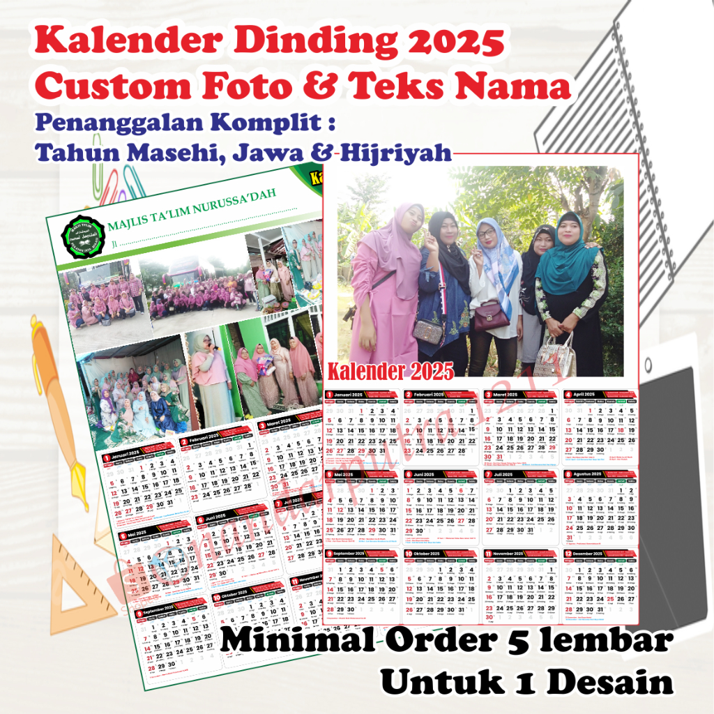 

Kalender Dinding 2025 A3+ Custom Foto