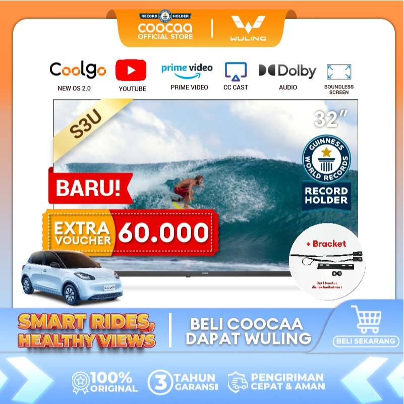 [+ BRACKET] COOCAA 32 inch Smart TV - Digital TV - Dolby Audio - Youtube - Mirroring -  Flick Free -