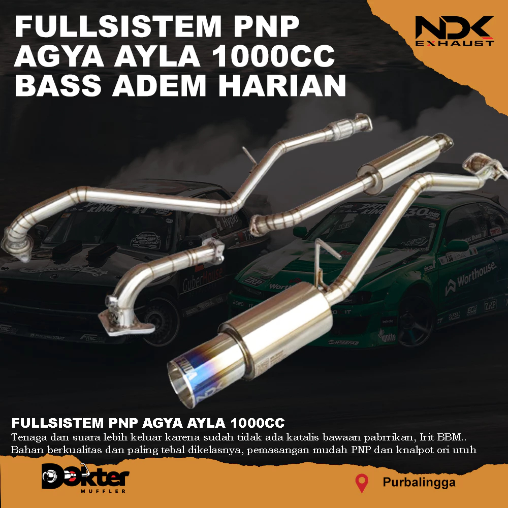 KNALPOT RACING MOBIL AGYA AYLA 1000CC FULLSISTEM NDK EXHAUST KENALPOT AGYA AYLA BASS ADEM NDK EXHAUS