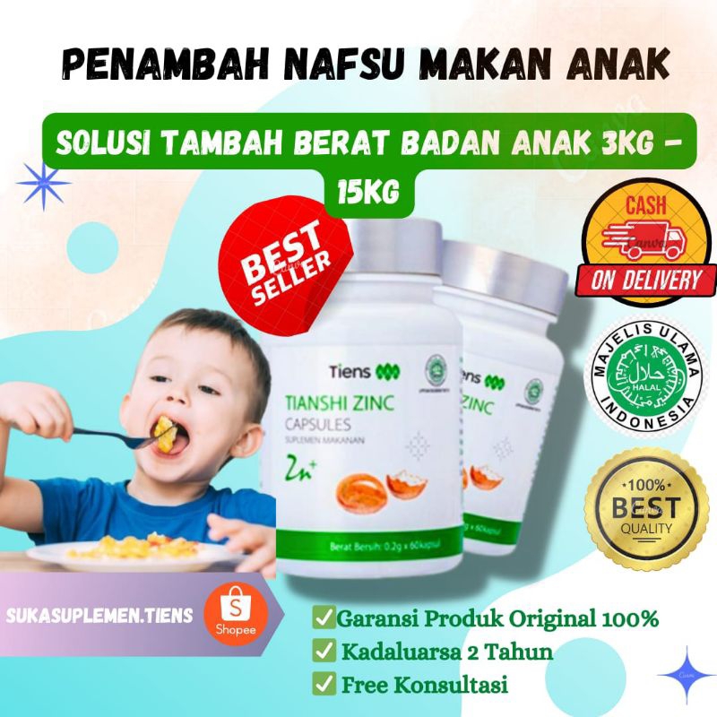 Zinc Kapsul Tiens Penggemuk Badan  Suplemen Nafsu Makan Anak Suplemen Penambah Berat Badan  Zinc Tie