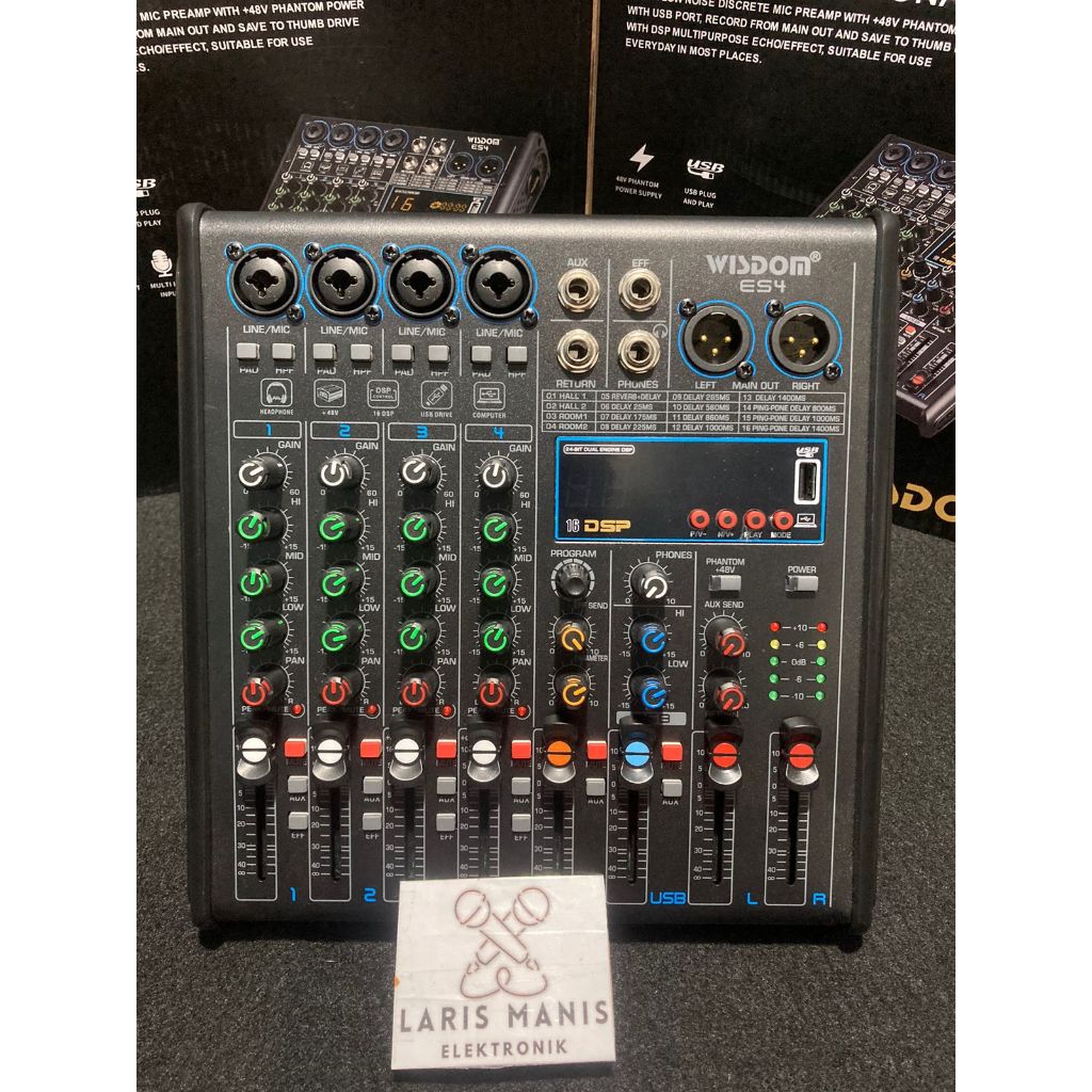 Mixer audio wisdom es4 es 4 4CH bluetooth soundcard original Mixer 4 channel merk wisdom Garansi