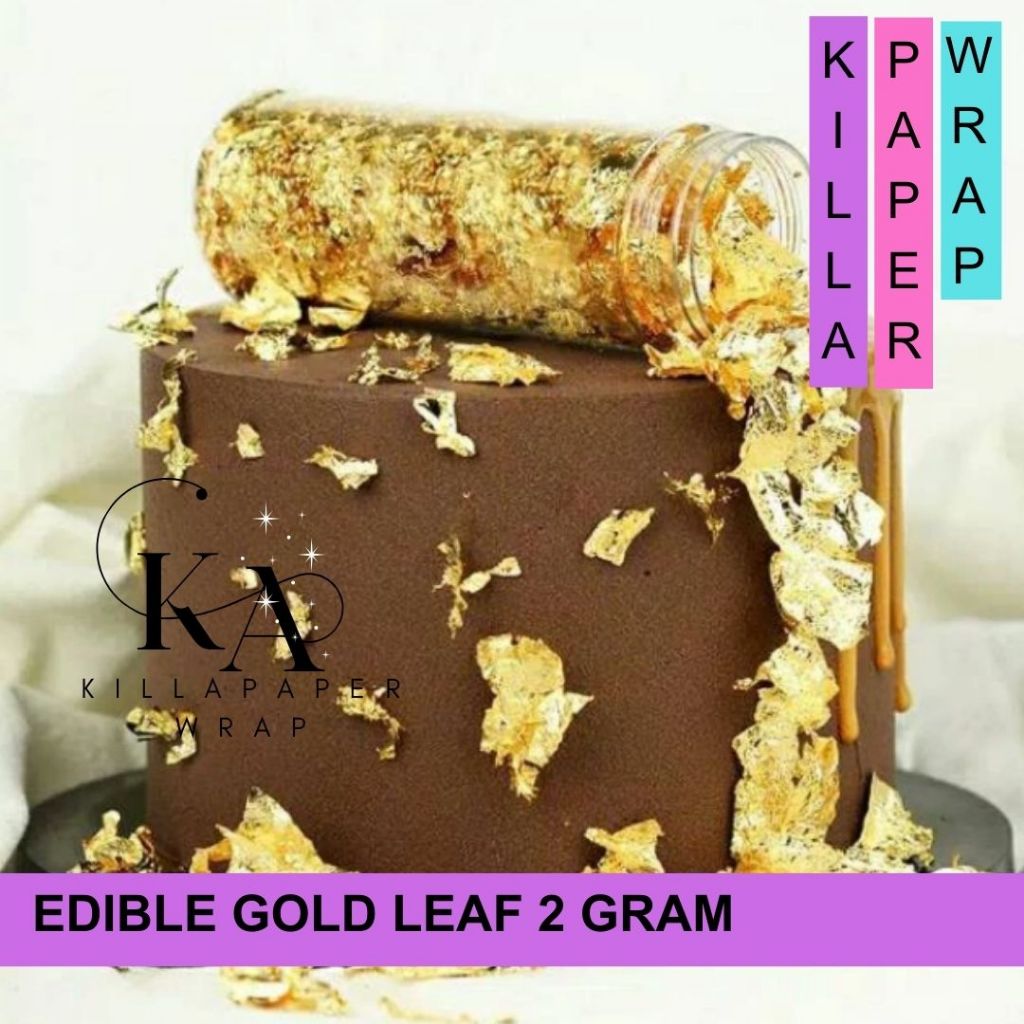 

2 GRAM GOLD LEAF EDIBLE DEKORASI KUE MAKANAN HIASAN KEIK CAKE