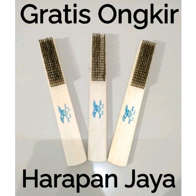 Sikat Kayu Gagang Panjang Kawat Emas Kuningan / Tembaga Per Lusin ( ISI 12 PCS )