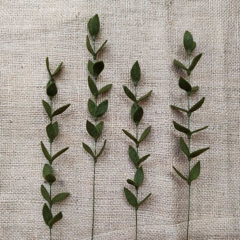 tangkai daun flanel daun lancip hiasan buket bahan kerajinan buket