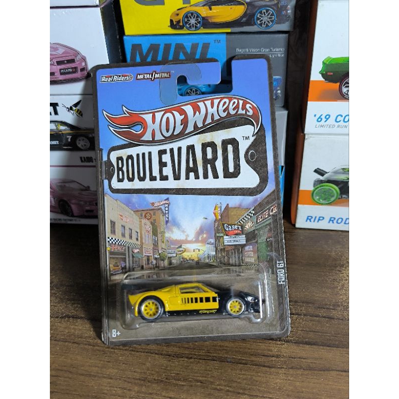 hotwheels ford GT yellow boulevard card