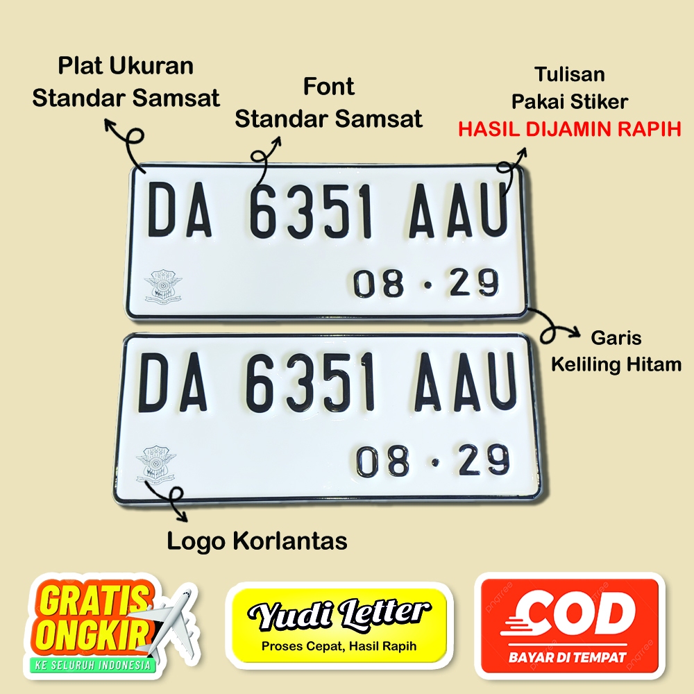 Plat Nomor Motor Warna Putih Garis Keliling Pakai Stiker