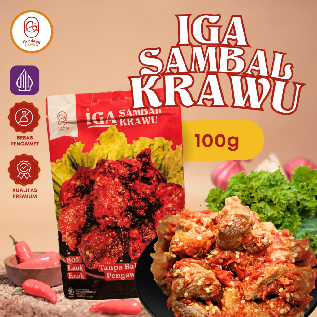 

LEBIH TERJANGKAU! Iga Sambal Krawu Kemasan 100gr, Lauk Instan Siap Makan, Goedang Lawuh
