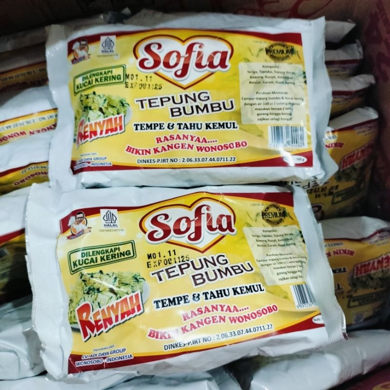 

TEPUNG MENDOAN TEPUNG TEMPE KEMUL SOFIA 100GR KHAS WONOSOBO