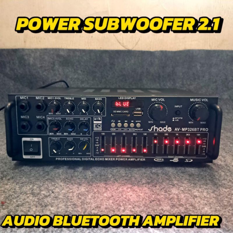 Power Audio Amplifier Subwoofer 2.1 Bluetooth Karaoke Home Theater