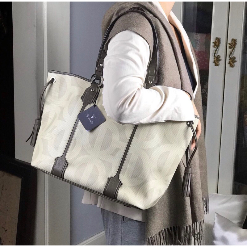 LQ tote bag white pvc and leather (large)