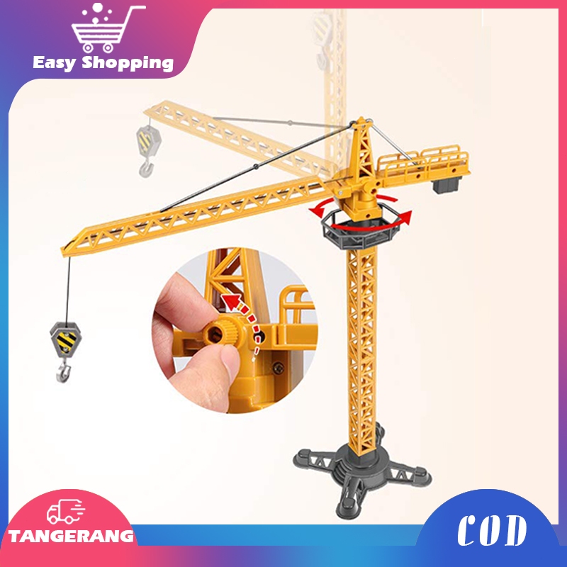 NEW 1:55 Static Die Cast Tower Alloy Crane Mainan Alat Berat Crane Hang Tower Diecast Miniatur Alat