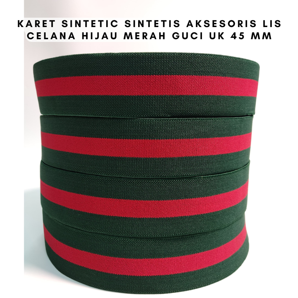 Karet elastis salur | Aksesoris Tas Tali Bisban | webbing | Webbing Motif Gucci 4,5 cm